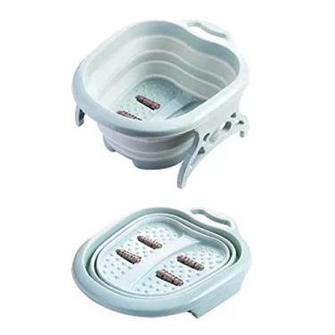 Imagem de ZJchao Banheira de Imersão Dobrável para Pés Com 4 Rolos de Massagem, Bacia Portátil para Banho de Pés para Viagens Em Casa, Adequada para Trabalhadores, Idosos, Atletas, Material PP (Rosa)