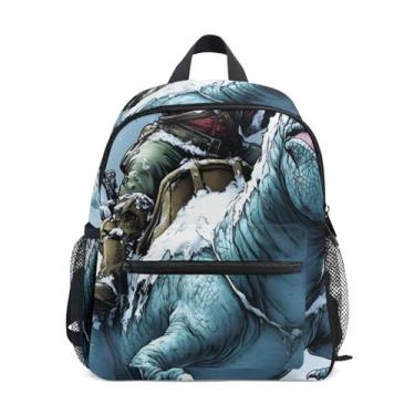 Imagem de GAIGEO Christmas T Rex Santa Claus Backpacks for Toddlers with Whistle, 2 Bottle Pockets, Lightweight, Girls Travel Backpack 10x4x12 In, for Ages 3-8