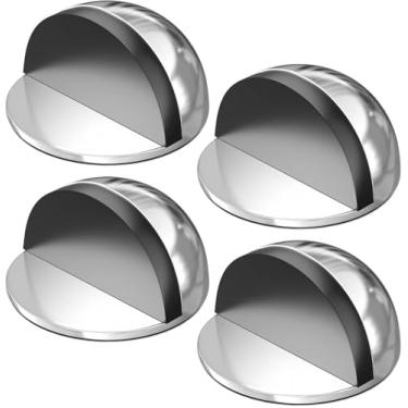 Imagem de 4 peças de batente de porta adesivo, protetor de parede adesivo de aço inoxidável, rolha de portão de piso meia cúpula para sala de estar, quarto, banheiro, escritório