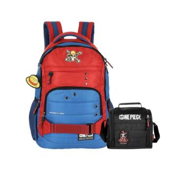 Imagem de Kit One Piece Mochila De Costas Laptop + Lancheira Luxo - Luxcel, verm