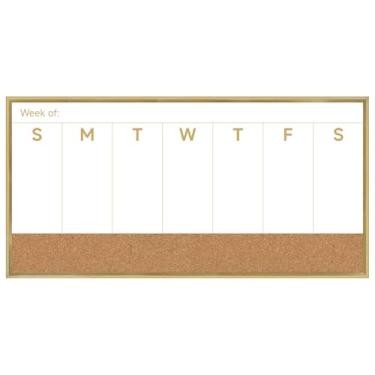 Imagem de Umtiti Quadro branco magnético semanal apagável a seco e quadro de cortiça, mini quadro branco com moldura de alumínio, quadro branco de superfície magnética com suporte para escritório em casa e