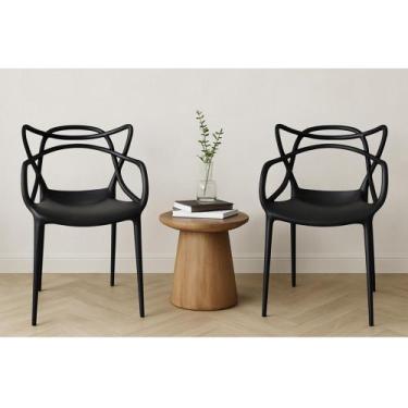 Imagem de Kit 02 Cadeiras Allegra Polipropileno Empilhável Preto Jantar Cozinha 