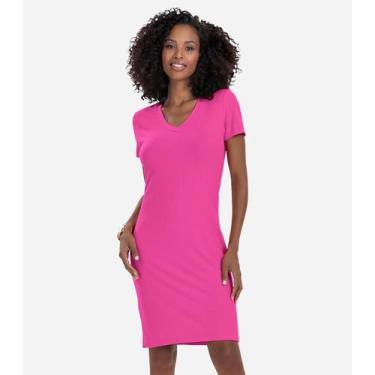 Imagem de Vestido Feminino Em Ribana Canelada Rovitex Rosa, G, Rosa