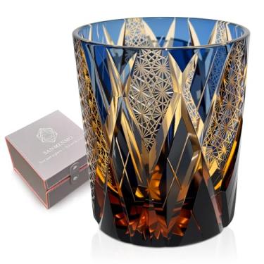 Imagem de SANMENMO Copo de uísque estilo Kiriko Edo Tokyo – Copo de cristal feito à mão para Bourbon, Scotch & Cocktails | Design de vidro cortado, 241 g | Vidro antigo japonês, presente para homens - 1 xícara