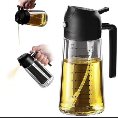 Imagem de Vicnista Pulverizador duplo de azeite de oliva e garrafa de vidro para cozinha com adesivo - 470 ml, acessório de fritadeira a ar livre de BPA - para cozinhar, churrasco, assar e salada (preto)