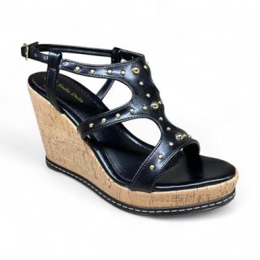 Imagem de Sandalia Toda Dela A166 Anabela Cortica Tacha de Salto Fechado com Tir