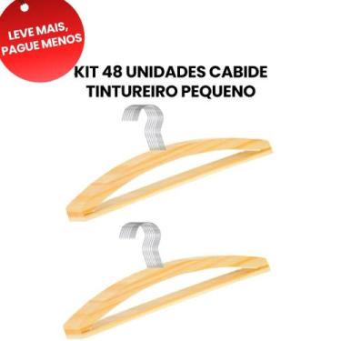 Imagem de OFERTA KIT 48 Cabides de Madeira Tintureiro 30cm, Haste Firme, Organiz
