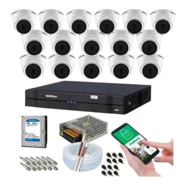 Imagem de Kit 16 Câmeras Intelbras Dome 1120d Dvr 16 Canais Com Hd 2tb