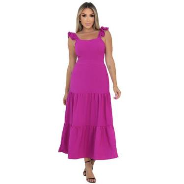 Imagem de Vestido Longo Feminino Rodado Com Bojo Elastex Costas Regata - Look Dr