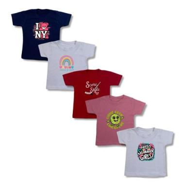 Imagem de Kit 5 Camiseta Babylook Meninas Atacado Revenda Algodão Qualidade - CA