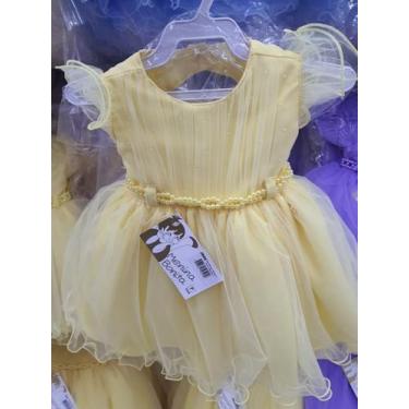 Imagem de Vestido festa infantil amarelo princesa daminha RN a 3 anos - Loja Lux