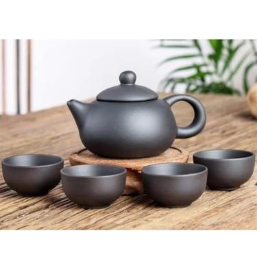 Imagem de Conjunto de chá da tarde conjunto chinês de 150 ml bules de cerâmica com 4 conjuntos de xícaras de chá feito à mão do zodíaco conjunto de chá para adultos (cor: B) (C)