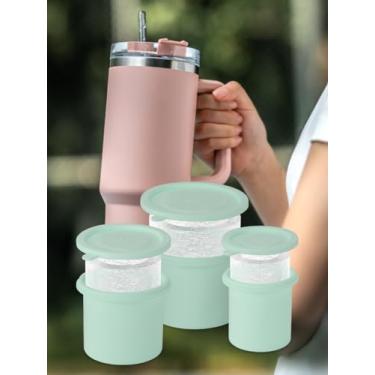 Imagem de 3 peças, bandeja de gelo para copo de 850 g - 1,134 g, molde de gelo cilíndrico de silicone com tampa e caixa para freezer, máquina de gelo fácil de encher e liberar para uísque, coquetel, sem BPA
