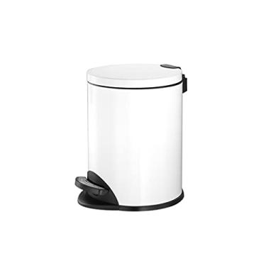 Imagem de Cesto de lixo interno Cesto de lixo de banheiro com tampa Lata de lixo para escritório casa cozinha quarto caixote do lixo (Capacidade: 8L Cor: Branco) (Branco 5L)