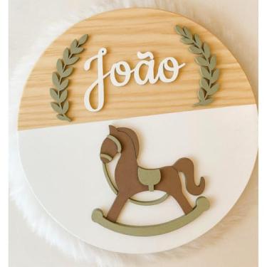 Imagem de Porta Maternidade Redonda em MDF Personalizada com Nome, Decoração de Parede para Quarto de Bebê