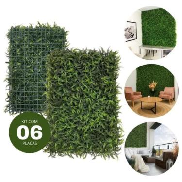 Imagem de Kit 6 Placa Samambaia 60x40 Decoração Painel Jardim Vertical - Verde G