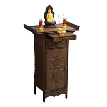 Imagem de Mandir Nova mesa de oferta de estilo chinês, mesa de Buda, casa, nicho budista simples, moderno e econômico, mesa de tributo, mesa de incenso, mesa de deus pequena, armário, mesa de tiras altar (Cor
