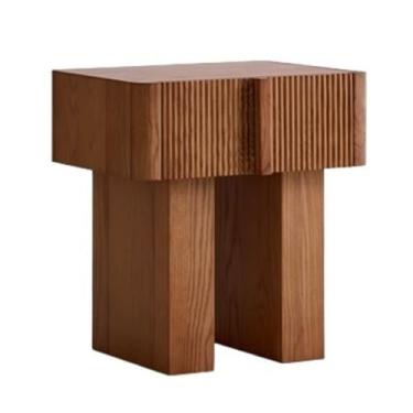 Imagem de VHDY85KA Mesa lateral vintage de madeira para quarto, armário de cabeceira em formato linear com gaveta prateleira de armazenamento em forma quadrada