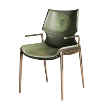 Imagem de CFGH6FDF Cadeiras de jantar de cozinha, braço com detalhes de quarto, cadeira de couro sintético retrô moderna de meados do século para cozinha, quarto, sala de jantar