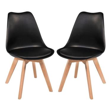 Imagem de Kit 2 Cadeiras Leda Charles Eames Saarinen Wood Preta