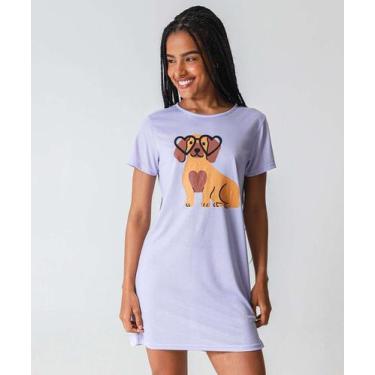 Imagem de Camisola Manga Curta Estampa Cachorro Marisa Lilás-72030, Lilás, P