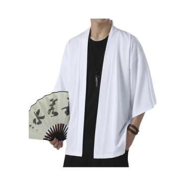 Imagem de Kimono Cardigã De Verão 3XL Em Cor Sólida Para Homens E Mulheres, Traj