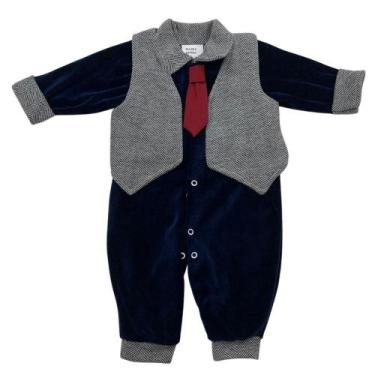 Imagem de Macacão Bebe Menino Plush - MULEKA SAPEKA, M, Marinho