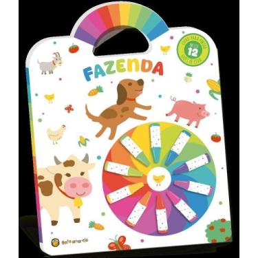 Imagem de Cata-Vento Colorido - Fazenda - Livro Para Pintar C/ 12 Giz De Cera - 