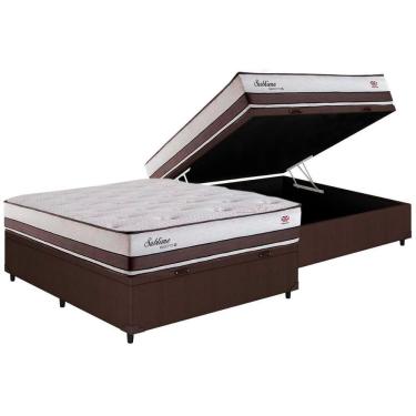 Imagem de Cama Box Baú Casal: Colchão Molas Masterpocket Ensacadas Herval Maxspring Sublime + Base Crc Courano Brown (138x188)