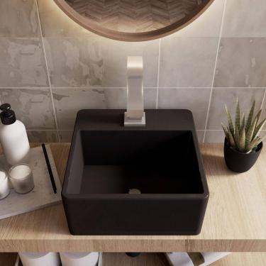 Imagem de Cuba Pia Para Banheiro De Apoio Lavabo 32X30Cm Palermo Preto