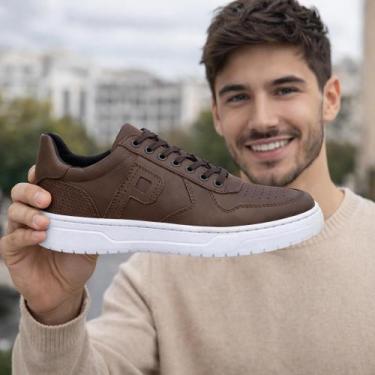 Imagem de Sapatênis Masculino Polo Confort original Casual Tam 42 Marrom