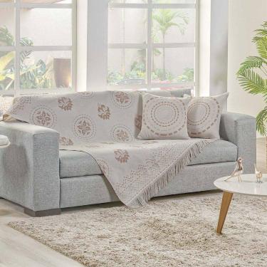 Imagem de Xale Decorativo Turin Com Franja 1,60m X 1,40m Jacquard 1 Peça 58% Algodão 42% Poliéste...