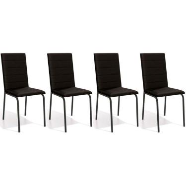 Imagem de Cadeira De Cozinha Amsterdã C091prf Aço Kit 4 Un Preto Fosco-corano Preto 110 - Kappesberg