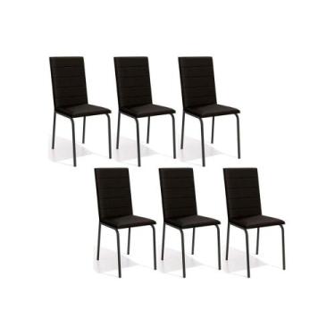 Imagem de Kit 6 Cadeiras de Cozinha Amsterdã C091PRF Aço 6 Un Preto Fosco/Corano