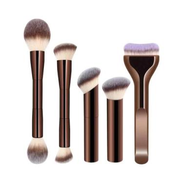 Imagem de Conjunto De 5 Pincéis De Maquiagem Kabuki De Ponta Dupla Para Base Líq