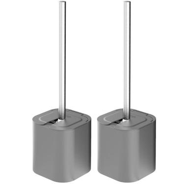Imagem de Conjunto 2 Escovas Sanitárias Com Suportes Para Banheiro Lavabo Polipropileno Dual Ou Cinza