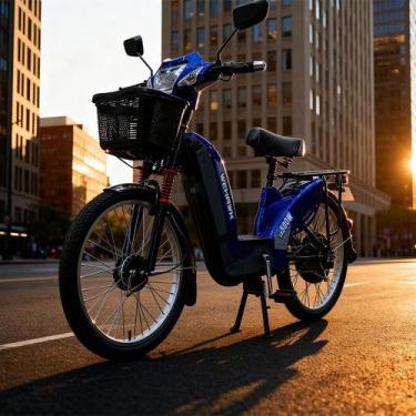 Imagem de Bicicleta Elétrica WeHawk EB 500W 48V Aro 24 com Painel LCD, Azul