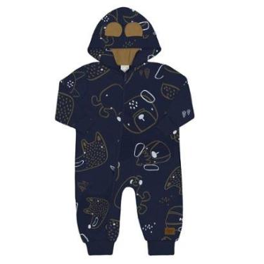 Imagem de Macacão Bebê Menino Manga Longa Moletom Amigão Azul Alakazoo-Masculino