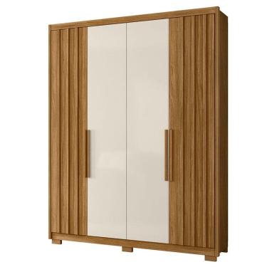 Imagem de Guarda Roupa Solteiro Califórnia 4 Portas Freijó Off White - Moval