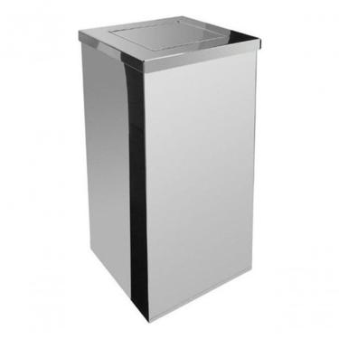 Imagem de Lixeira Inox Quadrada com Tampa Vai-vem 36L em Aço Inox com Abertura Basculante Funcional Inox