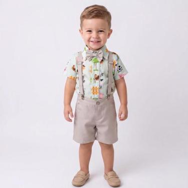 Imagem de Conjunto Infantil Masculino Fazendinha Completo com Suspensório e Grav
