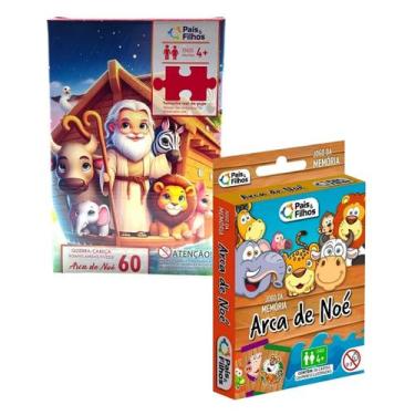 Imagem de Kit Quebra-Cabeça Arca de Noé + Jogo Da Memória Educativo - Pai & Filh
