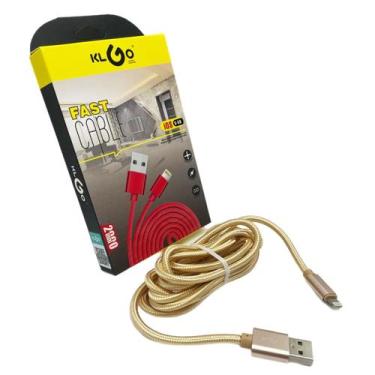 Imagem de Cabo Compatível iP Nylon Carregador Dados Usb 2 Metros Dourado - Tesla