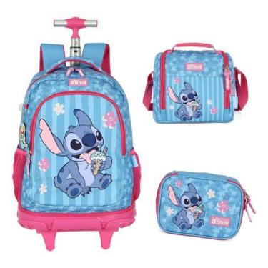 Imagem de Kit Mochila Com Rodinhas Escolar Original Stitch E Angel, Pink