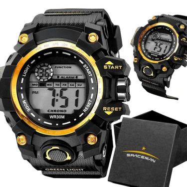 Imagem de Relógio Digital Masculino Spaceman Esportivo com Pulseira de Silicone à Prova d’água LED Preto