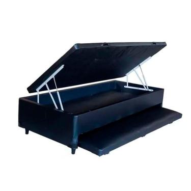 Imagem de Cama  Box Baú  Auxiliar Solteiro  Sintético Espuma 8cm 45x88x188 Preto