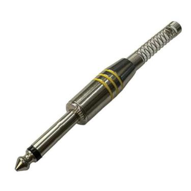 Imagem de Plug p10 mono - prata e amarelo - com mola - Diprimeira
