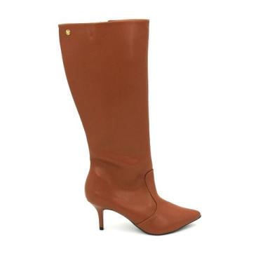 Imagem de Bota Feminina Via Uno Original 156087 Bico Fino Salto Alto Fino Medio 