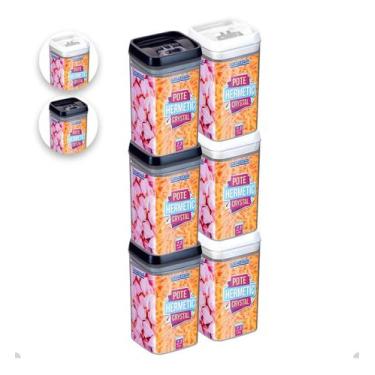 Imagem de Kit Com 6 Potes Hermético De Acrílico Mantimentos Tampa Trava 2300 Ml 