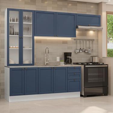 Imagem de Armário de Cozinha Completa 270 cm Branco/Azul Vik Madesa 05